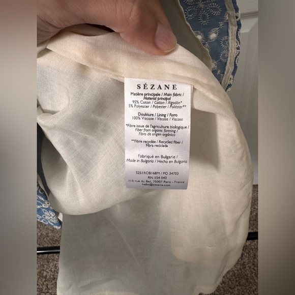 Sézane Gemini Blue Floral Mini Dress Size 38 / US 4 NWOT - Picture 4 of 7